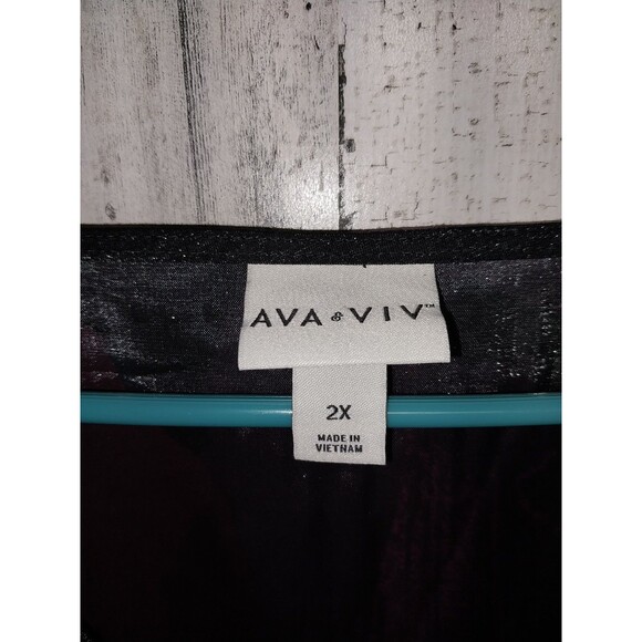 Women's Balloon Long Sleeve Midi Faux Wrap Dress - Ava & Viv Size 2X Abstract - Picture 4 of 7